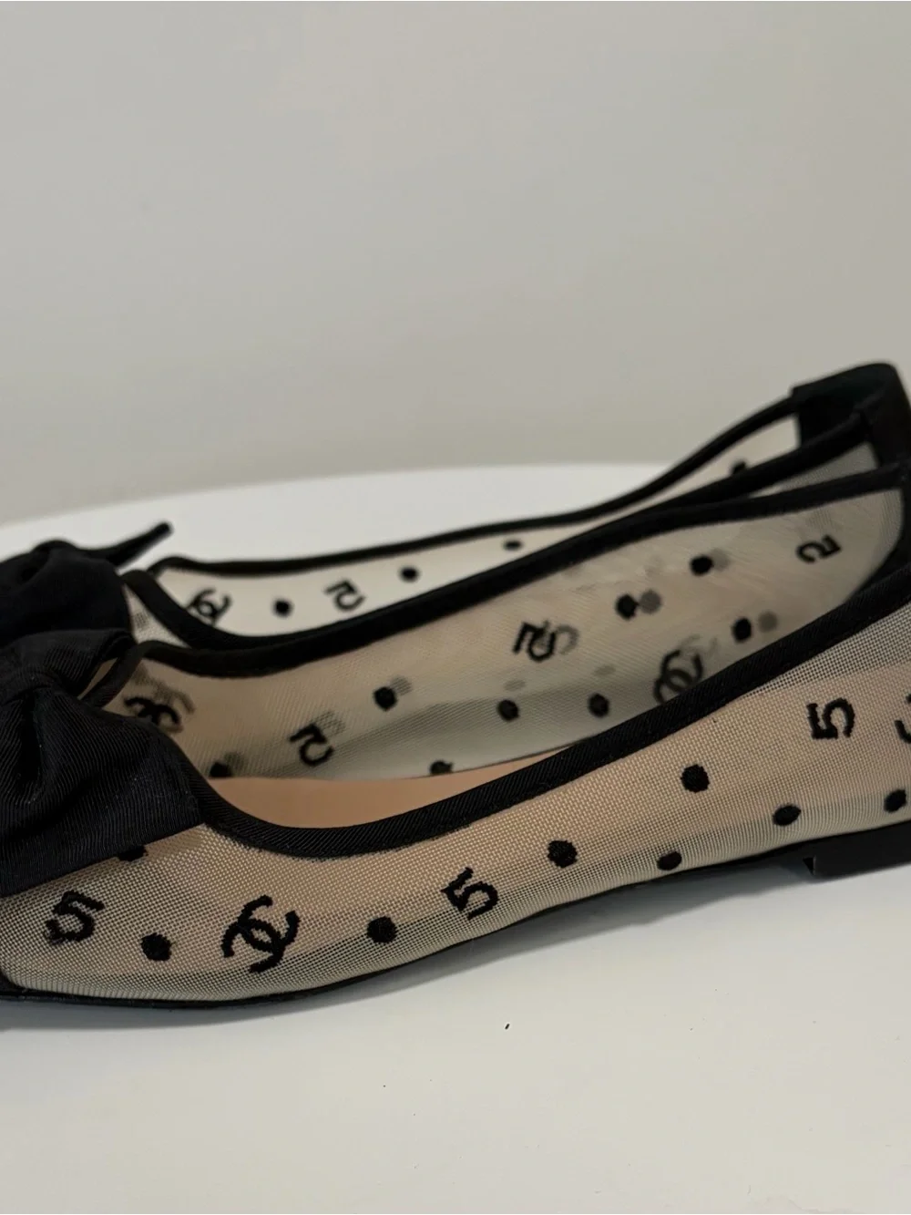 CHANEL Black & Mesh Ballet Flats size 39.5